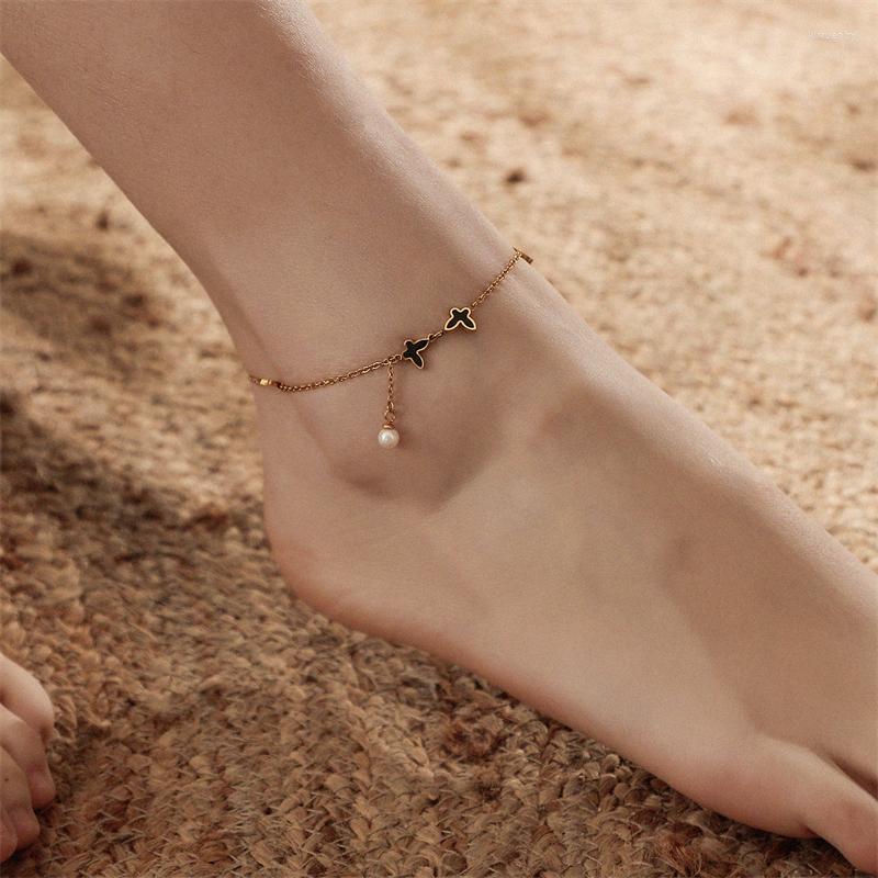 Anklets WeSparking EMO Butterfly Charm Anklet On The Leg Gold Plated Stainless Steel Pearl Pendant For Women
Anklets WeSparking EMO Butterfly Charm Anklet On The Leg Gold Plated Stainless Steel Pearl Pendant For Women