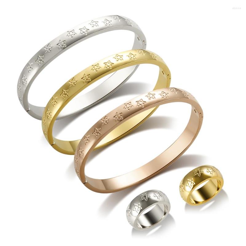 Necklace Earrings Set JINHUI Stainless Steel Star 8mm Wide Bracelet For Women Men Couple Shiny Zircon Bangle Pentagram Crystal Rings, Picture shown
Necklace Earrings Set JINHUI Stainless Steel Star 8mm Wide Bracelet For Women Men Couple Shiny Zircon Bangle Pentagram Crystal Rings, Picture shown