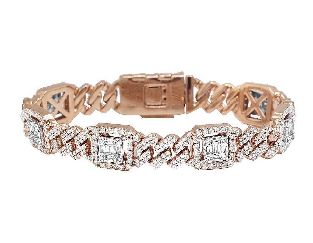 Iced Out Bling 2023 New Men Jewelry Geometric Diamond Cuban Chain Cz Cluster Charm Hip Hop Men Chain Bracelet
