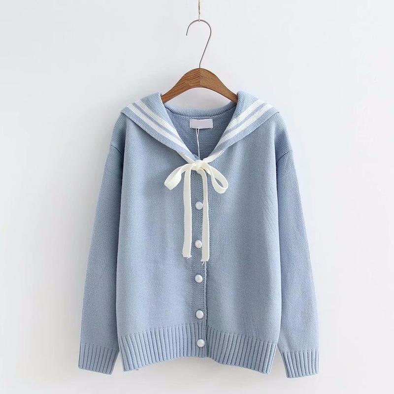 Women's Knits & Tees Autumn Winter Soft Women Cardingan Sweaters Loose Navy Collar Long-sleeved Tie Bow Knit Cardigan Female Sweet Sweater F, Blue
Women's Knits & Tees Autumn Winter Soft Women Cardingan Sweaters Loose Navy Collar Long-sleeved Tie Bow Knit Cardigan Female Sweet Sweater F, Blue