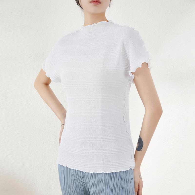 Women's T Shirts Miyake Pleated Stand-up Collar Embossed Short-sleeved Summer Slim All-match Bottoming Shirt Top WhiteWomen's, Picture color
Women's T Shirts Miyake Pleated Stand-up Collar Embossed Short-sleeved Summer Slim All-match Bottoming Shirt Top WhiteWomen's, Picture color