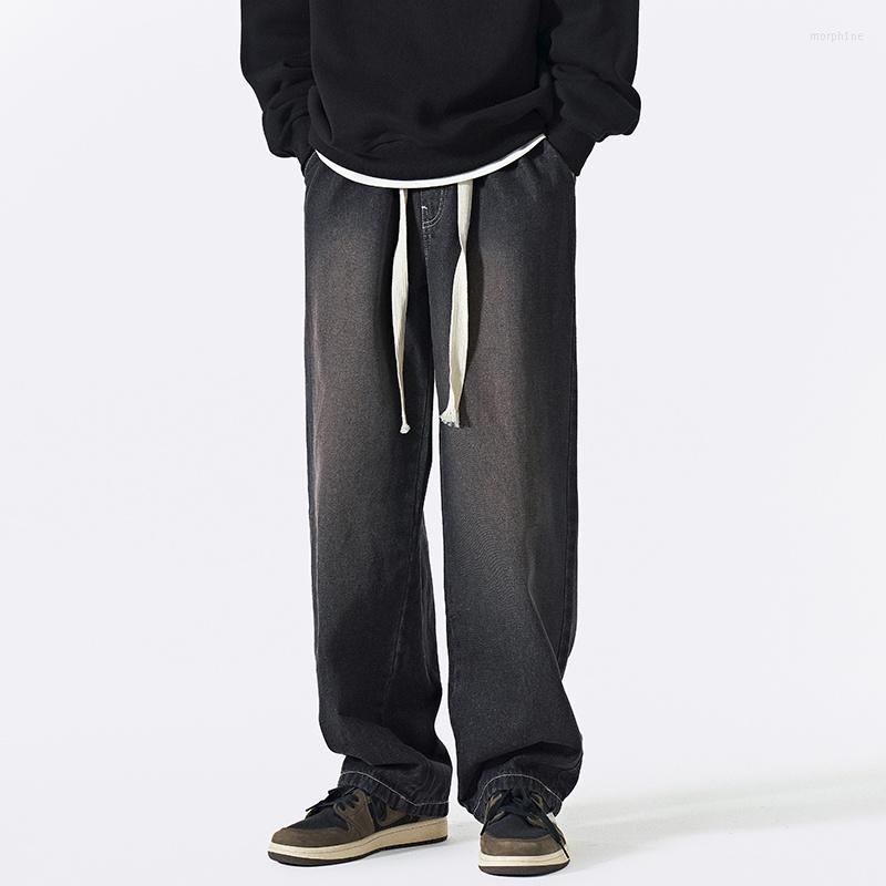 Men's Jeans 4-color Baggy Men Fashion Drawstring Casual Straight Japanese Streetwear Hip-hop Loose Denim Pants Mens Trousers, Black
Men's Jeans 4-color Baggy Men Fashion Drawstring Casual Straight Japanese Streetwear Hip-hop Loose Denim Pants Mens Trousers, Black