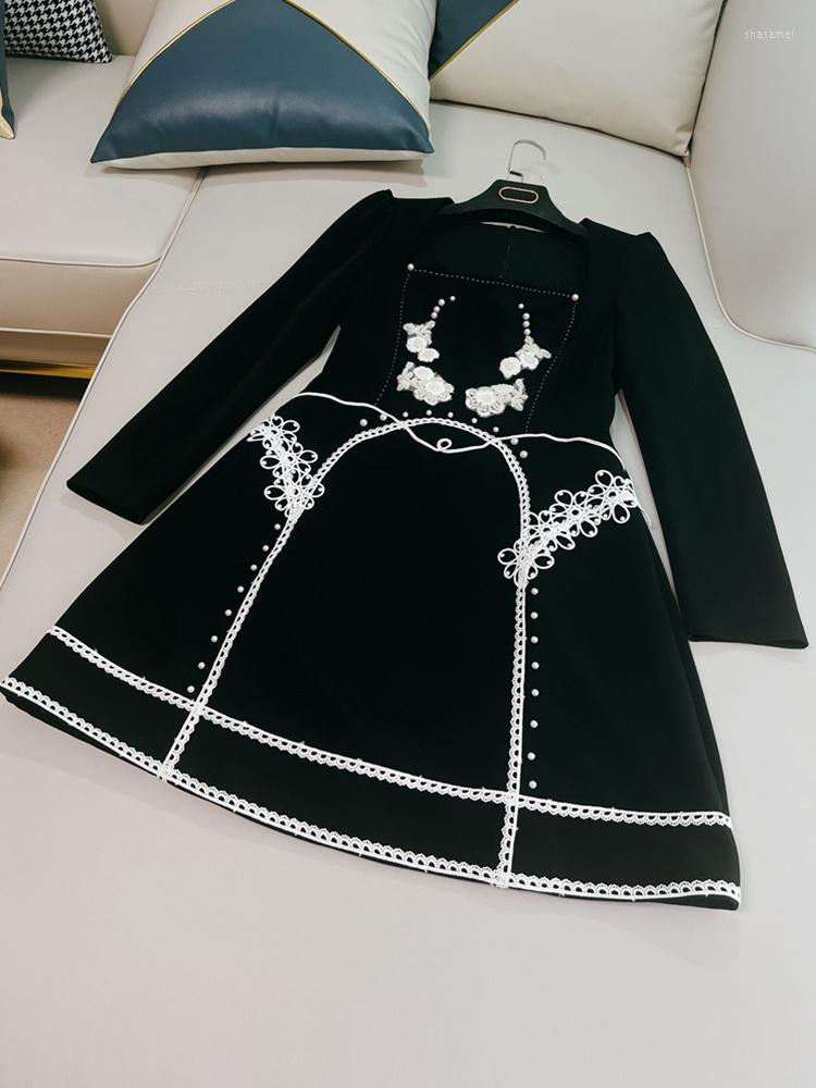 Casual Dresses Crystal Diamonds Vintage Mini Dress For Women Square Collar Long Sleeve Solid Embroidered Female Fall Winter Clothes, Black
Casual Dresses Crystal Diamonds Vintage Mini Dress For Women Square Collar Long Sleeve Solid Embroidered Female Fall Winter Clothes, Black