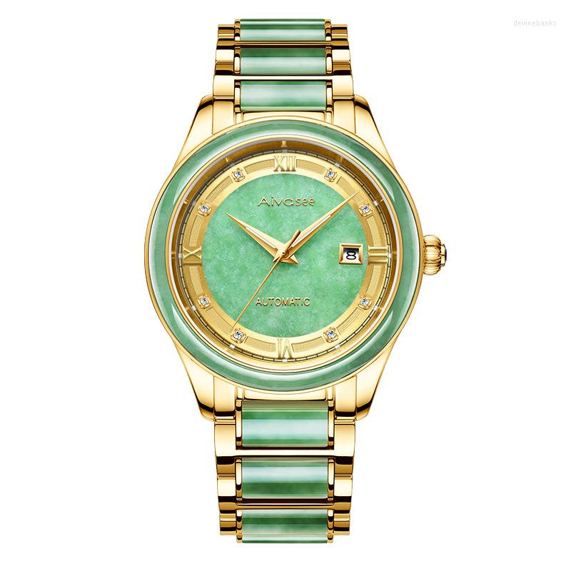 Wristwatches Jade Watch Men Automatic Mechanical Retro Luxury Year Gift Business Man Wristwatch Top High End Personality Male Clock, Jade watch-b
Wristwatches Jade Watch Men Automatic Mechanical Retro Luxury Year Gift Business Man Wristwatch Top High End Personality Male Clock, Jade watch-b