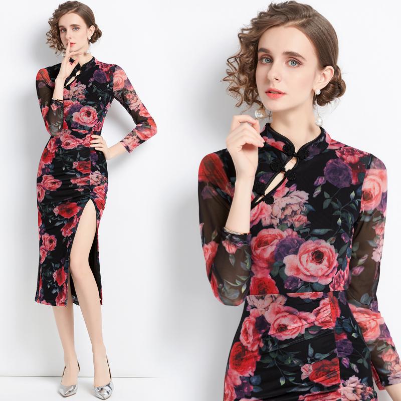 Casual Dresses Summer Fall Retro Printing Improved Cheongsam Women Ladies Party Fashion Temperament Collect Waist Sexy Split DressCasual, Hlw8919
Casual Dresses Summer Fall Retro Printing Improved Cheongsam Women Ladies Party Fashion Temperament Collect Waist Sexy Split DressCasual, Hlw8919