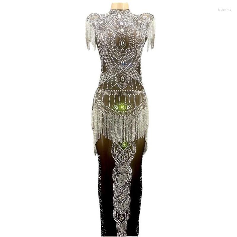 Stage Wear Silver Crystays Fringes Black Mesh Transparent Long Dress Evening Birthday Celebrate Luxurious Costume Stretch Flashing, Picture shown
Stage Wear Silver Crystays Fringes Black Mesh Transparent Long Dress Evening Birthday Celebrate Luxurious Costume Stretch Flashing, Picture shown