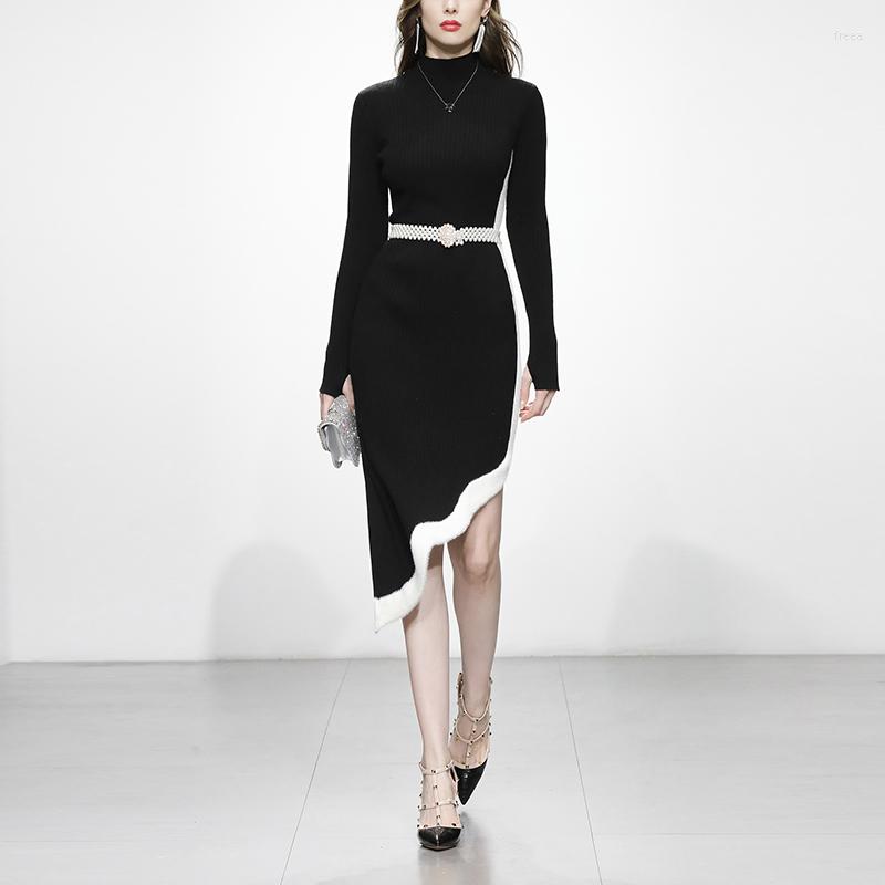Casual Dresses LINDA DELLA Fashion Designer Women' Summer Temperament Black Round Neck Knitted Splicing Waistband Slim Long-sleeved
Casual Dresses LINDA DELLA Fashion Designer Women' Summer Temperament Black Round Neck Knitted Splicing Waistband Slim Long-sleeved