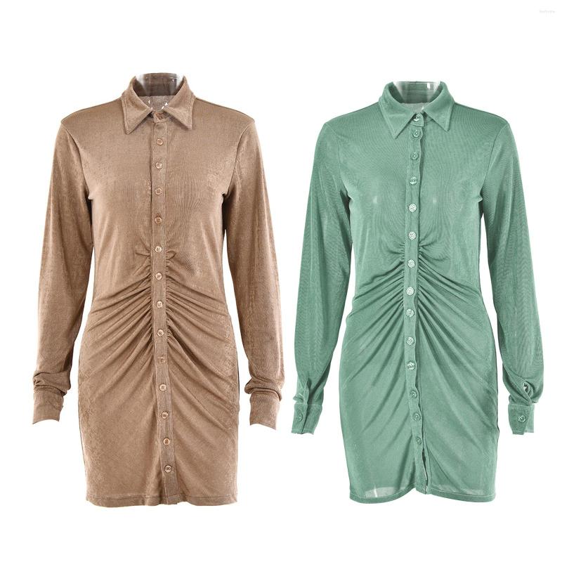 Casual Dresses Women Ruched Sheath Dress Adults Button-down Solid Color Long Sleeve Lapel O Ne-piece, Green
Casual Dresses Women Ruched Sheath Dress Adults Button-down Solid Color Long Sleeve Lapel O Ne-piece, Green