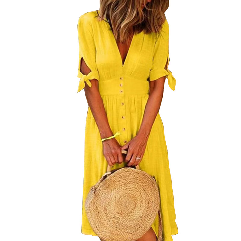 2023 sexy dress European and American style new women' solid color V-neck ace-up one-piece half-sleeved casual plus-size dress, Customize
2023 sexy dress European and American style new women' solid color V-neck ace-up one-piece half-sleeved casual plus-size dress, Customize