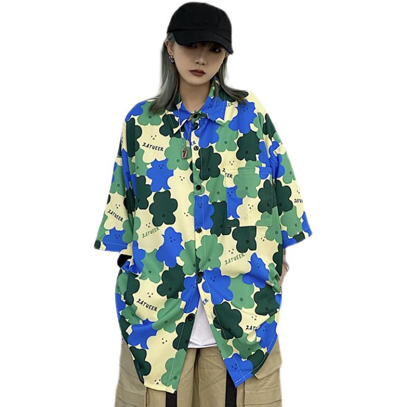 Women's Blouses & Shirts Summer Shirt Women Harajuku Loose Short Sleeve Square Collar Blouse Oversize Cartoon Bear Print Straight Single Bre, Green
Women's Blouses & Shirts Summer Shirt Women Harajuku Loose Short Sleeve Square Collar Blouse Oversize Cartoon Bear Print Straight Single Bre, Green