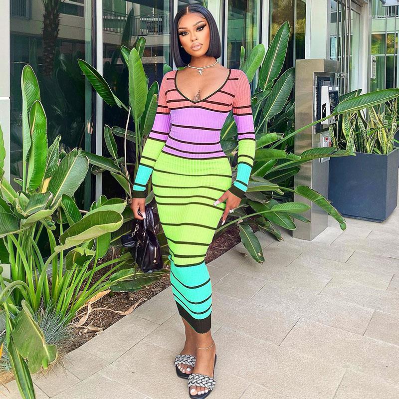 Casual Dresses Knitted Striped Printed Long Dress For Women Fall Outfits Sleeve Bodycon Elegant V-neck Party Club Maxi, Blue
Casual Dresses Knitted Striped Printed Long Dress For Women Fall Outfits Sleeve Bodycon Elegant V-neck Party Club Maxi, Blue