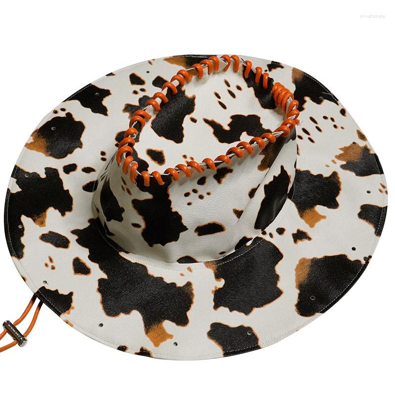 Berets Arrival Cow Print PU Leather Cowboy Hat Wide Brim Vacation Plaid Fedora Jazz, Orange
Berets Arrival Cow Print PU Leather Cowboy Hat Wide Brim Vacation Plaid Fedora Jazz, Orange