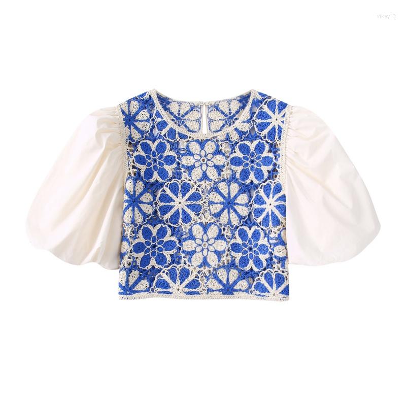 Women's Blouses Woman Crochet Pattern Poplin Patchwork Puff Sleeve Short Ladies Club Street Crop Tops Blouse Spring Summer For Female, Picture color
Women's Blouses Woman Crochet Pattern Poplin Patchwork Puff Sleeve Short Ladies Club Street Crop Tops Blouse Spring Summer For Female, Picture color