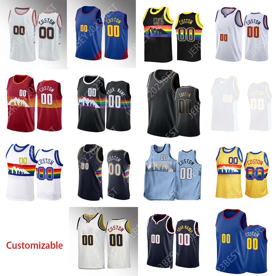 Custom Nikola Jamal Murray Jokic Basketball Jerseys Michael Porter Jr. Denvers Carmelo Anthony Aaron Gordon 50 Bones Hyland Jeff Green 32 Ish Smith 2022 23 City