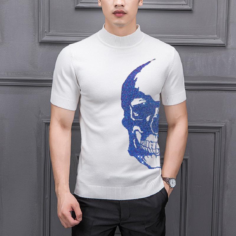 Men's T Shirts Funny Knitting Pullover Fashion Trend Gradient Diamond Skull Turtleneck Male Half-Sleeved High-End Slim SweaterMen', As shown asian size
Men's T Shirts Funny Knitting Pullover Fashion Trend Gradient Diamond Skull Turtleneck Male Half-Sleeved High-End Slim SweaterMen', As shown asian size