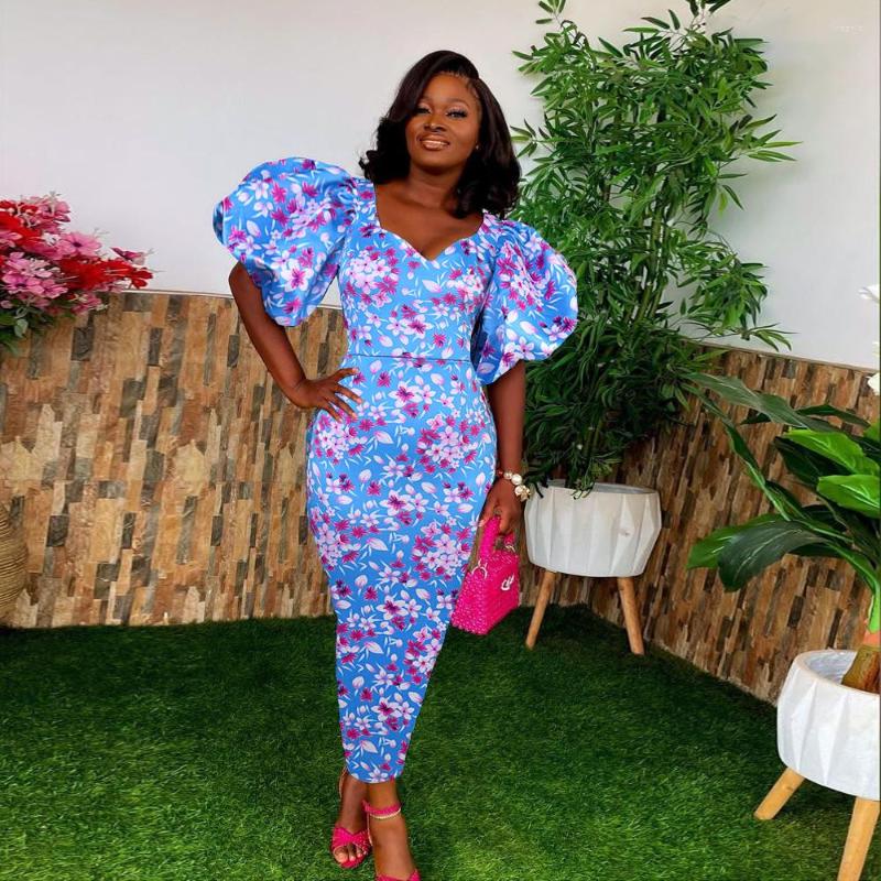 Party Dresses Beautiful Floral Printed Short Puff Sleeves Bodycon Long Casual Summer Fashion High Waist One Pace Skirt Fairy Vestidos, Blue
Party Dresses Beautiful Floral Printed Short Puff Sleeves Bodycon Long Casual Summer Fashion High Waist One Pace Skirt Fairy Vestidos, Blue