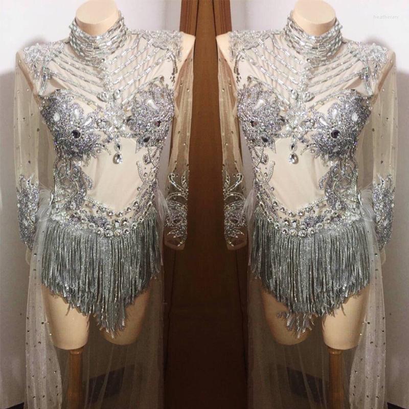 Stage Wear Sexy Perspective Silver Diamond Dress Long-Sleeved Feather Fringes Women Birthday Party Trailing Costume 5785, Picture shown
Stage Wear Sexy Perspective Silver Diamond Dress Long-Sleeved Feather Fringes Women Birthday Party Trailing Costume 5785, Picture shown