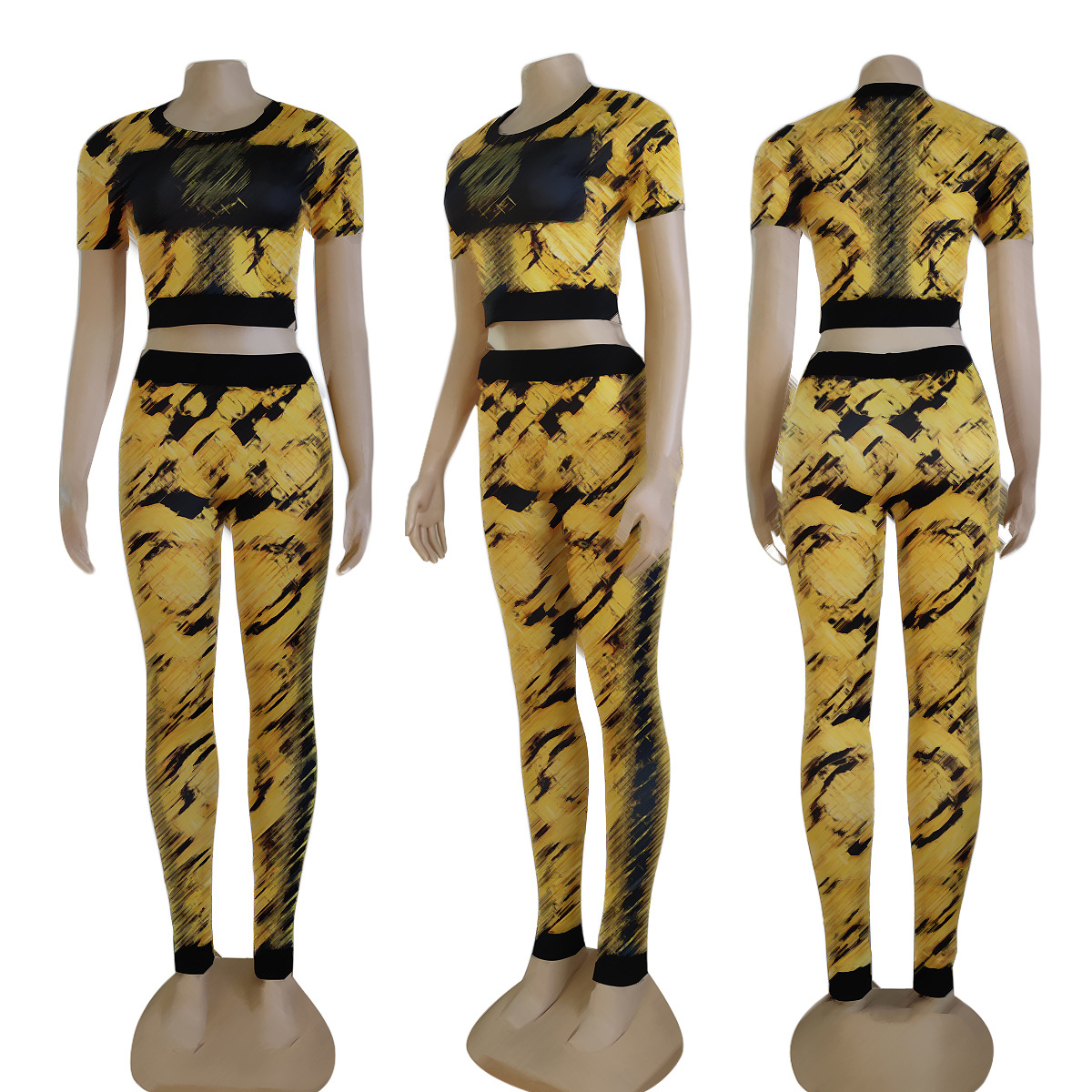 Women Tracksuits Yuja clothing two piece sets Short sleeve T Shirt Pants Solid Tops Legging outfits Jogger suit Clothing Mujer Short sleeve Coats