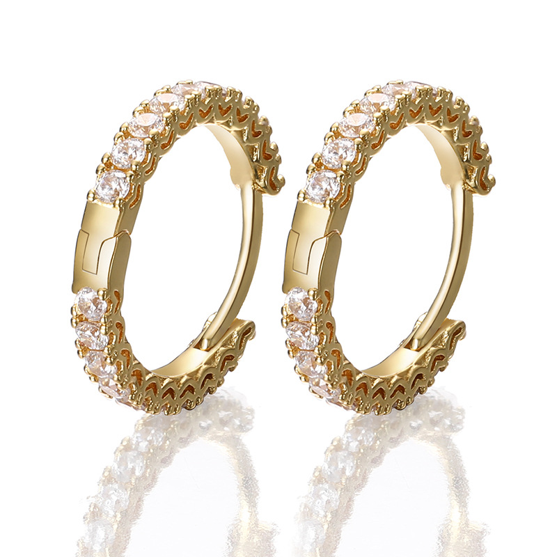 Men Women Unisex Fashion Earrings Jewelry 18k Gold Plated Bling Round CZ Earrings Hoops Hip Hop Earrings Gift
Men Women Unisex Fashion Earrings Jewelry 18k Gold Plated Bling Round CZ Earrings Hoops Hip Hop Earrings Gift