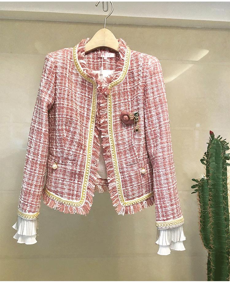 Women' Jackets 2023 Women' Autumn Fashion O-neck Tassel Fringe Tweed Woolen Flower Decoration Flare Sleeve Short Coat Casacos SML, Black dress
Women' Jackets 2023 Women' Autumn Fashion O-neck Tassel Fringe Tweed Woolen Flower Decoration Flare Sleeve Short Coat Casacos SML, Black dress