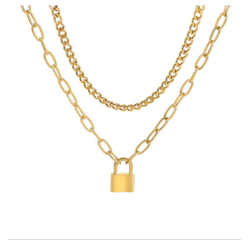 Pendant Necklaces Women Party Jewelry Stainless Steel Gold Color 2 Layer Chain Lock NecklacePendant
Pendant Necklaces Women Party Jewelry Stainless Steel Gold Color 2 Layer Chain Lock NecklacePendant