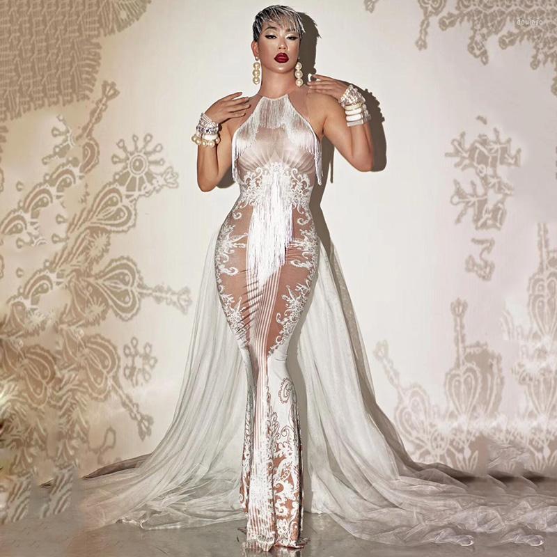 Stage Wear Design Nude White Dress Tail Dance Costume Birthday Celebrate Performance Stretch Bar Prom Singer Long Train DWY2935, Picture shown
Stage Wear Design Nude White Dress Tail Dance Costume Birthday Celebrate Performance Stretch Bar Prom Singer Long Train DWY2935, Picture shown
