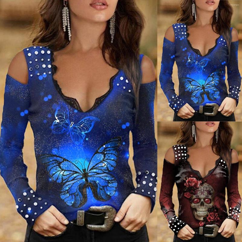 Women' T Shirts Women V Neck Cold Shoulder Sexy Tee Tops Shirt Butterfly Print Woman Long-Sleeved T-Shirts Fashion Slim Elegant Lady Tees, Blue
Women' T Shirts Women V Neck Cold Shoulder Sexy Tee Tops Shirt Butterfly Print Woman Long-Sleeved T-Shirts Fashion Slim Elegant Lady Tees, Blue