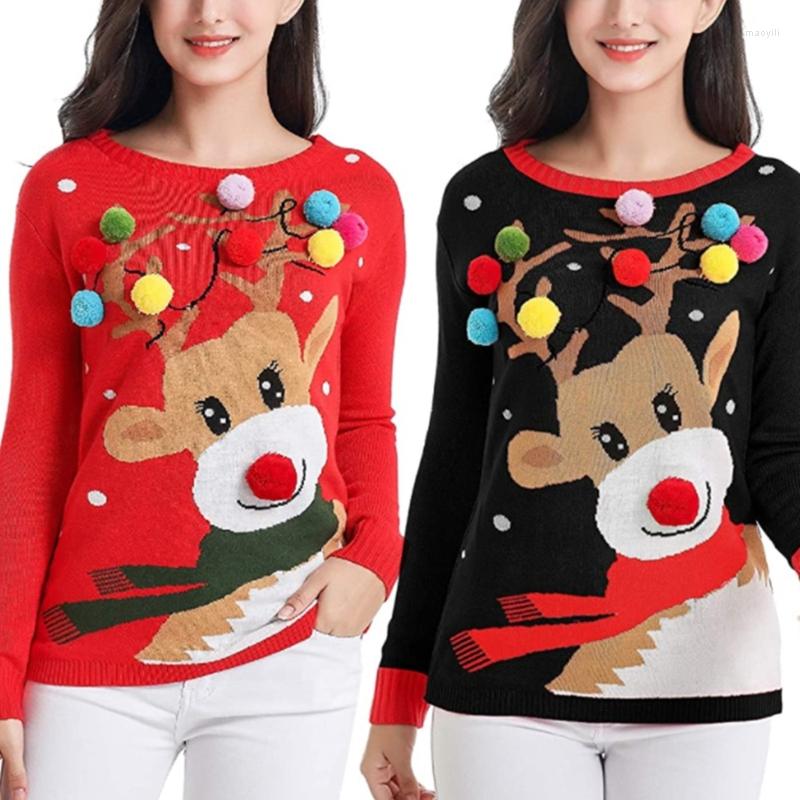Women' Sweaters Womens Christmas Sweater Reindeer Pattern Knitted Shirt Colorful Plush Pompom Holiday Casual Pullover Jumper Top Gifts, Black
Women' Sweaters Womens Christmas Sweater Reindeer Pattern Knitted Shirt Colorful Plush Pompom Holiday Casual Pullover Jumper Top Gifts, Black
