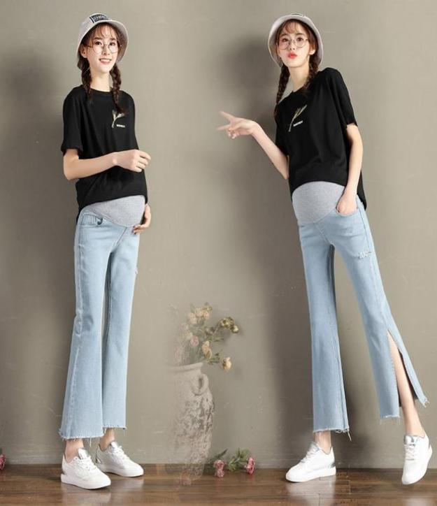 Maternity Bottoms WideLegged Denim Pants 2021 Summer Side Split Flare Cotton Trousers Stretched High Waist Pregnant Women Belly J6791058, Blue
Maternity Bottoms WideLegged Denim Pants 2021 Summer Side Split Flare Cotton Trousers Stretched High Waist Pregnant Women Belly J6791058, Blue