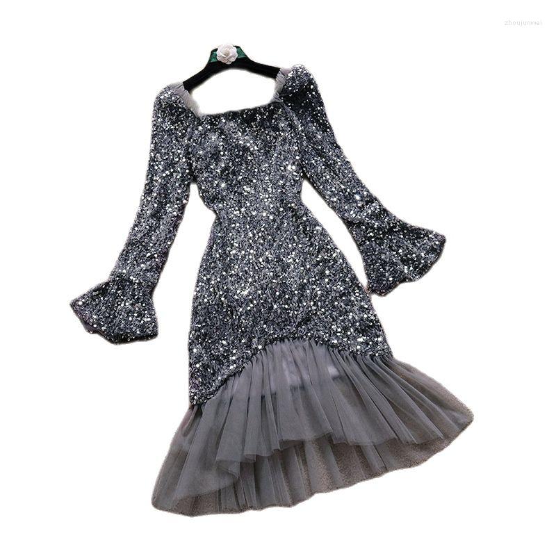 Party Dresses N178 Black Grey Sequin Cocktail Dress Lady Women Winter Square Neck Ruffle Sleeve Mermaid Prom Girl Female Robe
Party Dresses N178 Black Grey Sequin Cocktail Dress Lady Women Winter Square Neck Ruffle Sleeve Mermaid Prom Girl Female Robe