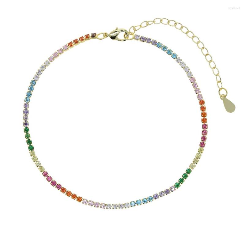 Anklets High Quality 2mm Tennis Chain Bracelet Anklet With Gold Plated Rainbow Colorful 5A Cubic Zircon Paved Wedding Jewelry For Foot
Anklets High Quality 2mm Tennis Chain Bracelet Anklet With Gold Plated Rainbow Colorful 5A Cubic Zircon Paved Wedding Jewelry For Foot