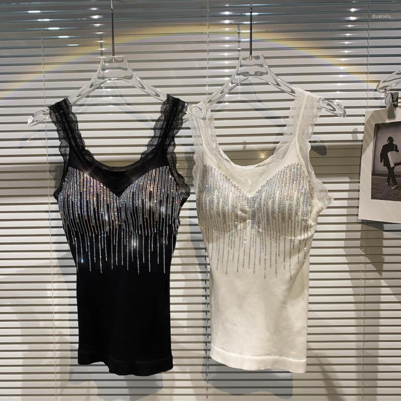 Women's Tanks European Summer Waterfall Particle Rhinestone Lace Strap Nightclub Self-cultivation Chest Pad Vests Women Tops Fashion 2023, Black
Women's Tanks European Summer Waterfall Particle Rhinestone Lace Strap Nightclub Self-cultivation Chest Pad Vests Women Tops Fashion 2023, Black