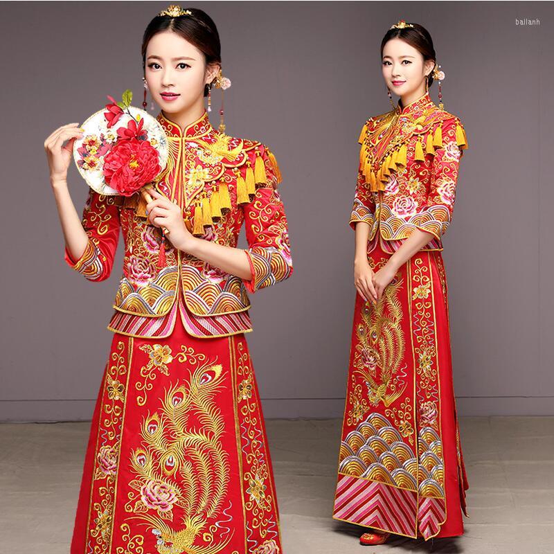Ethnic Clothing Ancient Marriage Costume The Bride Gown Traditional Chinese Wedding Dress Women Cheongsam Embroidery Phoenix Red Qipao
Ethnic Clothing Ancient Marriage Costume The Bride Gown Traditional Chinese Wedding Dress Women Cheongsam Embroidery Phoenix Red Qipao