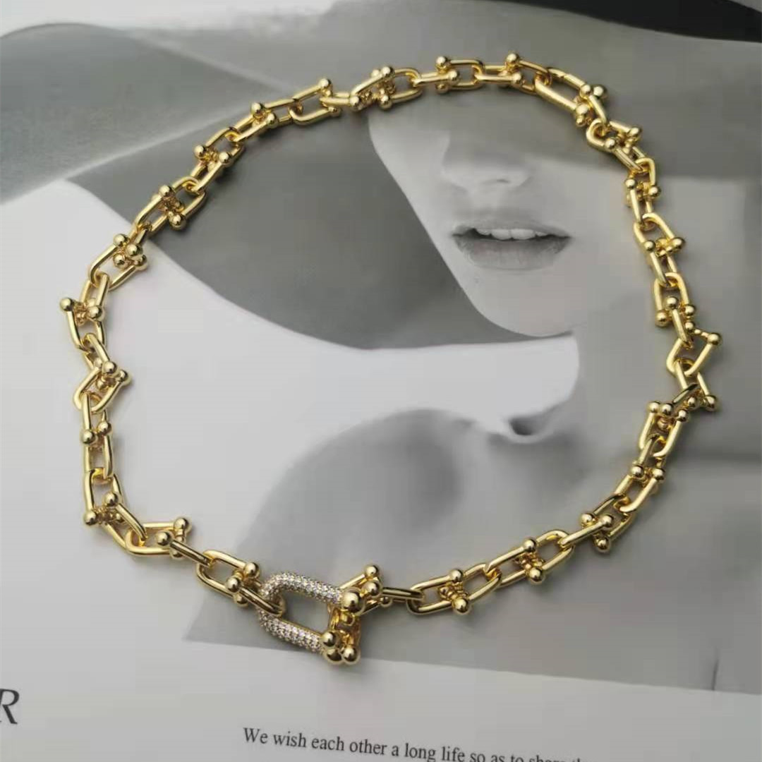 U-shaped stitching necklace women's advanced hip-hop necklace