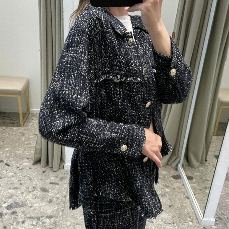 Women's Jackets 2023 Autumn And Winter Tweed Stitching Long-sleeved Jacket Women, Dark blue
Women's Jackets 2023 Autumn And Winter Tweed Stitching Long-sleeved Jacket Women, Dark blue