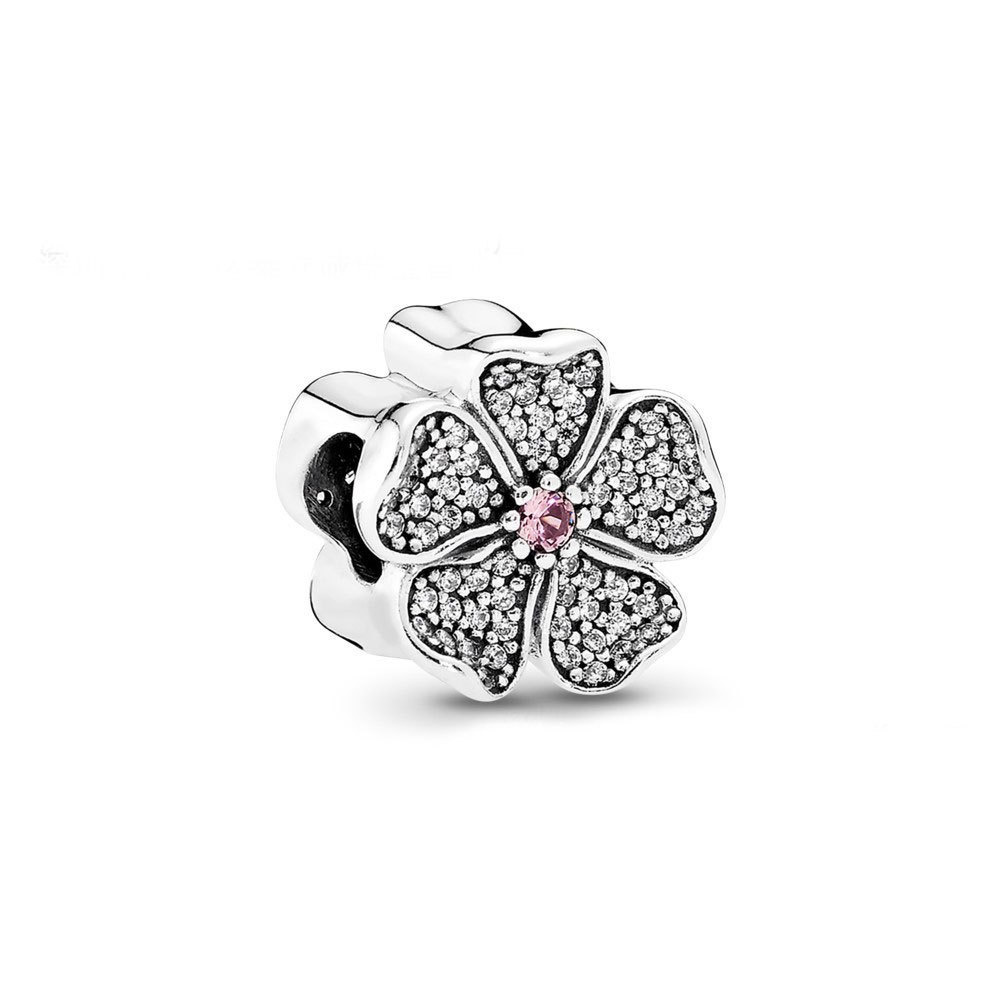 2025 925 Sterling Silver Purple Pink Daisy Bead Fit Original Charm Bracelet Bead Jewelry Making Free Shipping