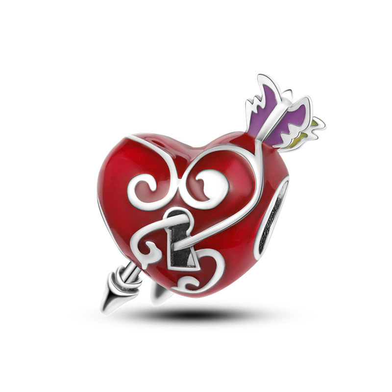 The New Popular 925 Sterling Silver Designer S925 Snake Bead Diy Accessories Cupids Love Heart Shaped Pendant Pearl