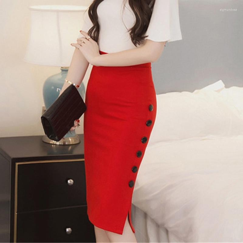 Skirts Size Fashion Women Work Midi Skirt OL Sexy Open Slit Button Slim Pencil Elegant Office Ladies Red, Blue
Skirts Size Fashion Women Work Midi Skirt OL Sexy Open Slit Button Slim Pencil Elegant Office Ladies Red, Blue