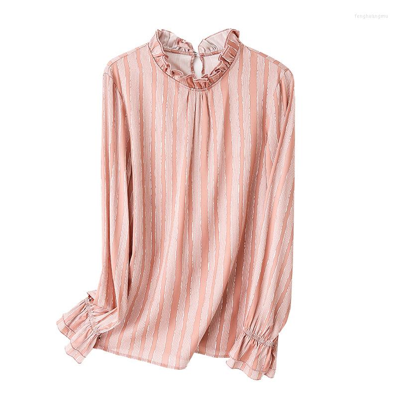 Women's Blouses High End Real Silk Women Shirts Korean Long Sleeved Elegant Striped And Tops, Blue
Women's Blouses High End Real Silk Women Shirts Korean Long Sleeved Elegant Striped And Tops, Blue