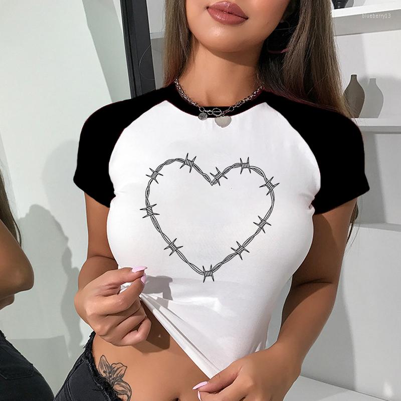Women' T Shirts Crop Tops Y2k Heart-shaped Print Harajuku Goth Female Gothic Women T-shirts Kawaii Anime Shirt HipHop Summer Streetwear, B383
Women' T Shirts Crop Tops Y2k Heart-shaped Print Harajuku Goth Female Gothic Women T-shirts Kawaii Anime Shirt HipHop Summer Streetwear, B383