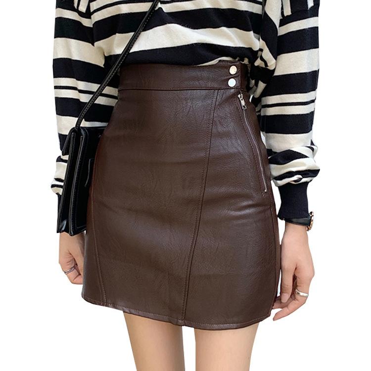 Skirts MEVGO 2023 Autumn Winter Slim High Waist Buttons Zipper Woman Short Brown PU Leather Sexy Package Hips Skirt HD2795, Black
Skirts MEVGO 2023 Autumn Winter Slim High Waist Buttons Zipper Woman Short Brown PU Leather Sexy Package Hips Skirt HD2795, Black