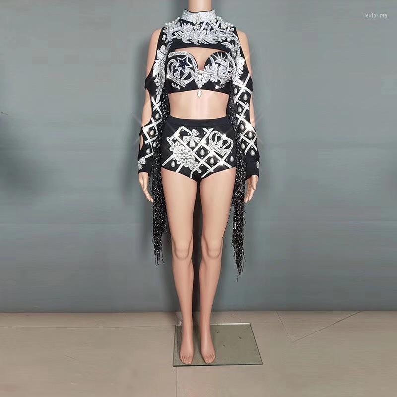Stage Wear Women Sexy Queen Luxury Crystals Black Tassel Dance Bright Rhinestones Bra Short Female Singer Celebrate Costume, Picture shown
Stage Wear Women Sexy Queen Luxury Crystals Black Tassel Dance Bright Rhinestones Bra Short Female Singer Celebrate Costume, Picture shown