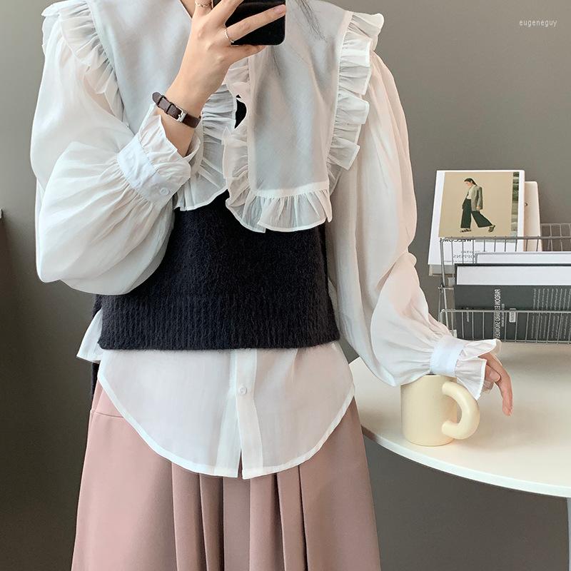 Women's Blouses Ruched Hem Big Collar Ruffles Princess Sleeve Shirt Women Top Spring Blouse Chemise Femme, White
Women's Blouses Ruched Hem Big Collar Ruffles Princess Sleeve Shirt Women Top Spring Blouse Chemise Femme, White