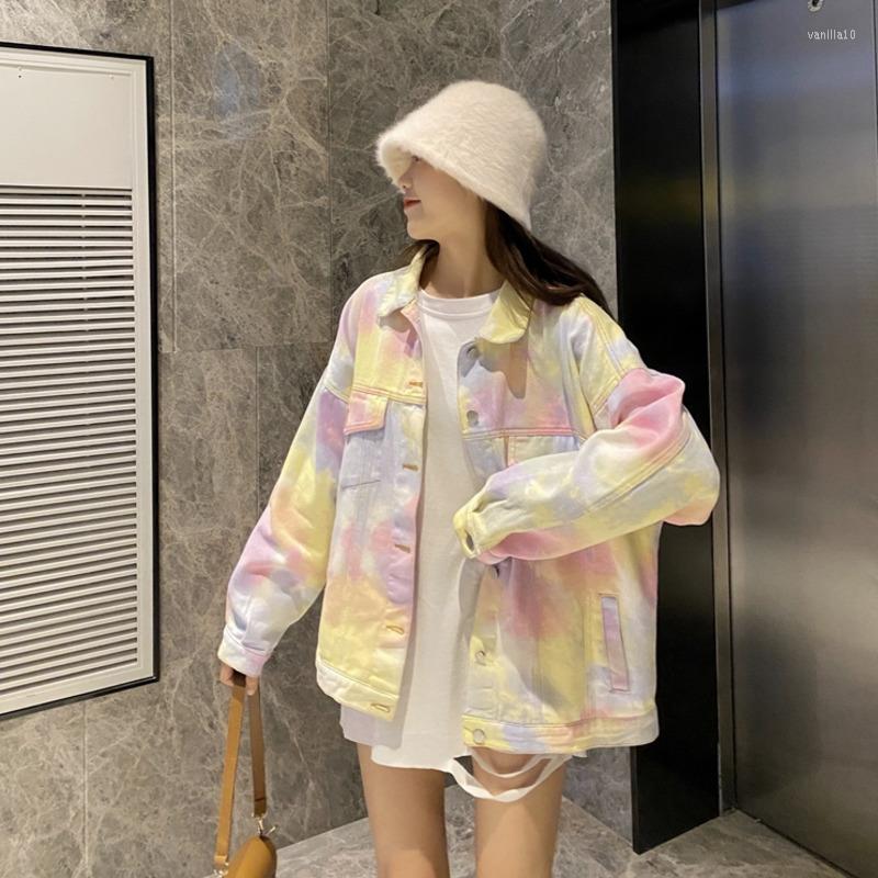 Women' Jackets Tie-dye Color Denim Jacket Women' Fashion Oversized Long-sleeved Lapel Pocket Girl Streetwear Style Jeans Short Coat, Picture color
Women' Jackets Tie-dye Color Denim Jacket Women' Fashion Oversized Long-sleeved Lapel Pocket Girl Streetwear Style Jeans Short Coat, Picture color