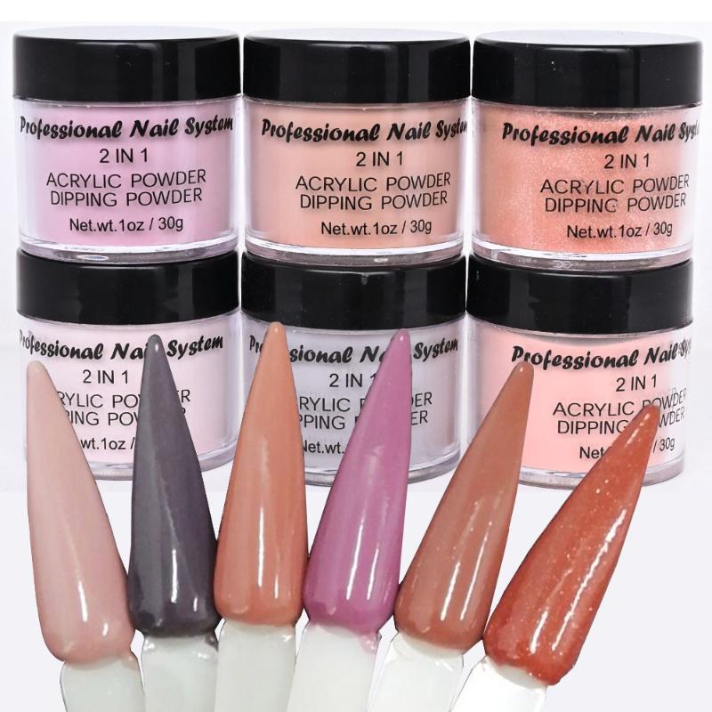 

Nail Glitter 30g/Bottle Nude Nails Art Crystal Powder Carving Polymer/Acrylic Dipping 2 In1 Professional 1OZ Manicure Salon Dip Dust#6Colors