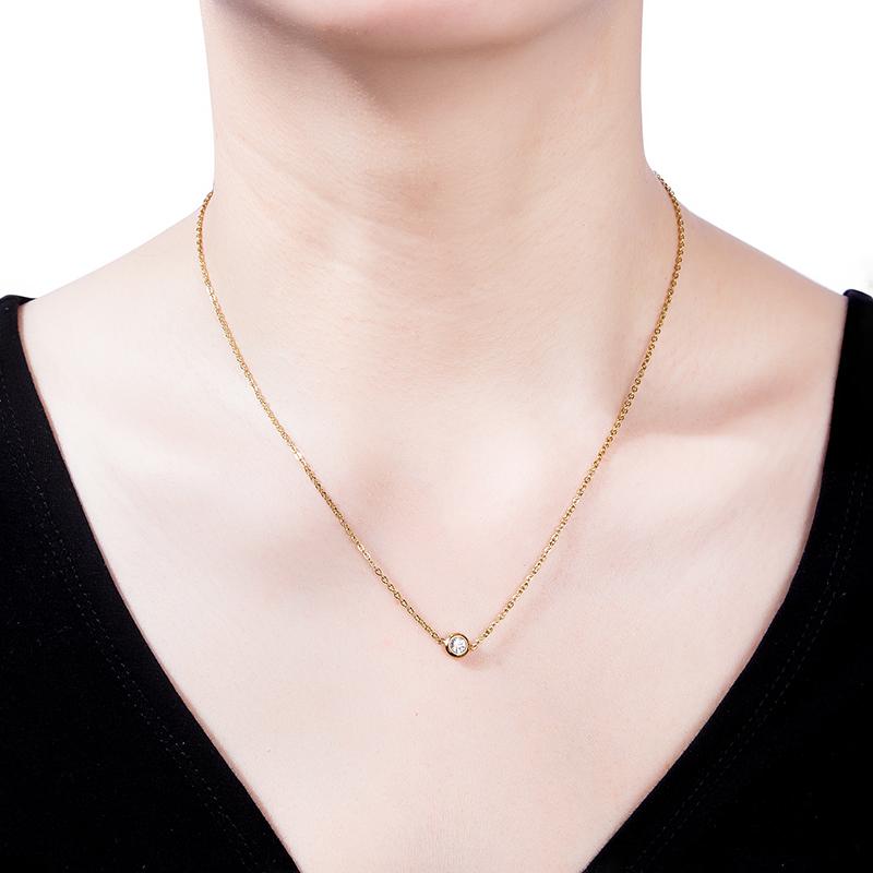 Chains Elegant Fashion Stainless Steel Necklace Ladies Pendant Gold Clavicle Chain Simple Crystal Zircon Gift Jewelry
Chains Elegant Fashion Stainless Steel Necklace Ladies Pendant Gold Clavicle Chain Simple Crystal Zircon Gift Jewelry