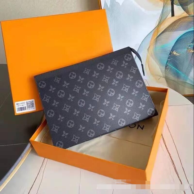 Top qualitys Hand bag Travel Toiletry Pouch 26cm Protection Makeup Clutch Men Women Leather Waterproof Cosmetic Bags For Womens With DustBag