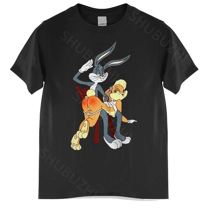 Cotton Tshirt Bugs Bunny Spank Cartoon Punishment Men t shirt Mle Brand Tee-shirt Bigger Size Drop 220420KE3V