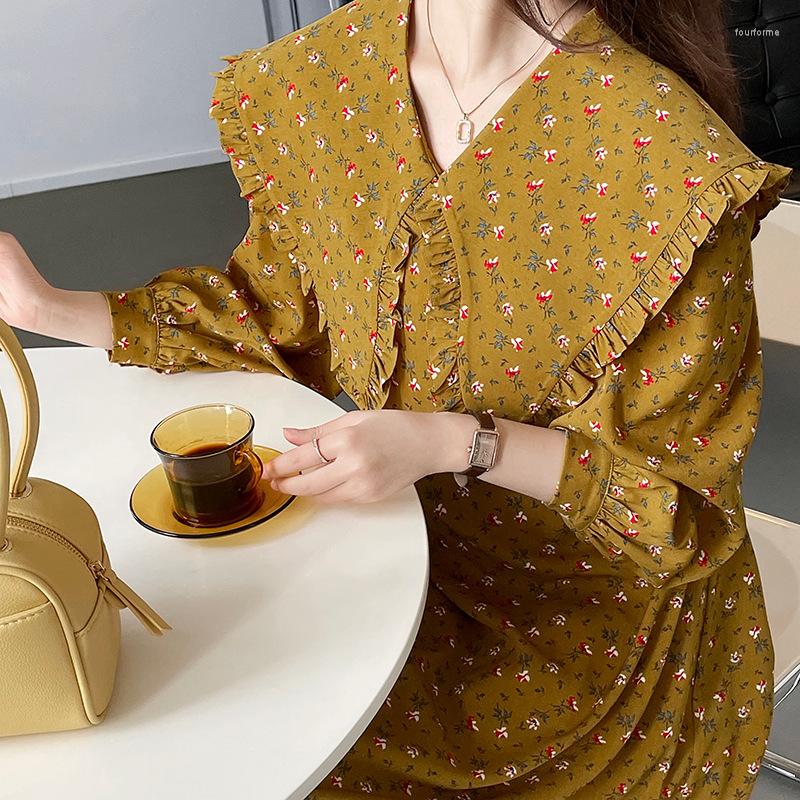 Casual Dresses Retro Ruched Ruffles Big Collar Flower Print One Piece Long Dress Puff Sleeve Robe Longue Vestido Largo, White
Casual Dresses Retro Ruched Ruffles Big Collar Flower Print One Piece Long Dress Puff Sleeve Robe Longue Vestido Largo, White