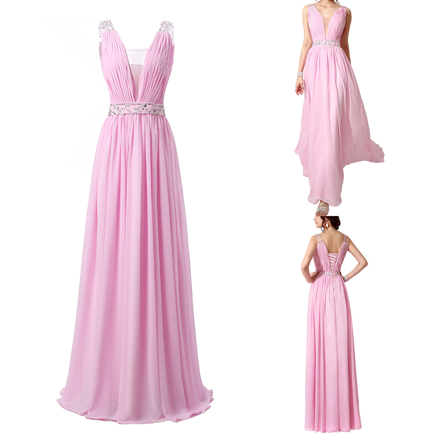 Pink Chiffon Sexy V Neck Evening Dresses Backless Tiered Pleats Floor Length Party Gowns Summer Event Beaded Prom Dress Plus Size, Lavender
Pink Chiffon Sexy V Neck Evening Dresses Backless Tiered Pleats Floor Length Party Gowns Summer Event Beaded Prom Dress Plus Size, Lavender